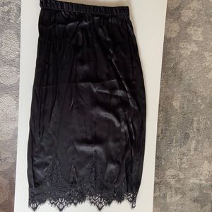 Bershka black satin midi skirt